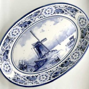 Blue Windmill Oval Dish